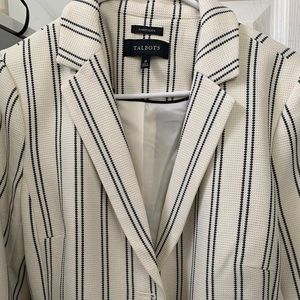 Talbots Size 10 Black and White Stripped Womens Blazer